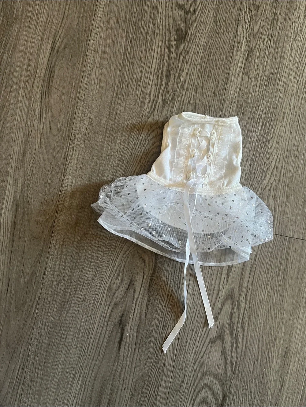 White Tulle Lace-Up Pet Dress with Sparkle